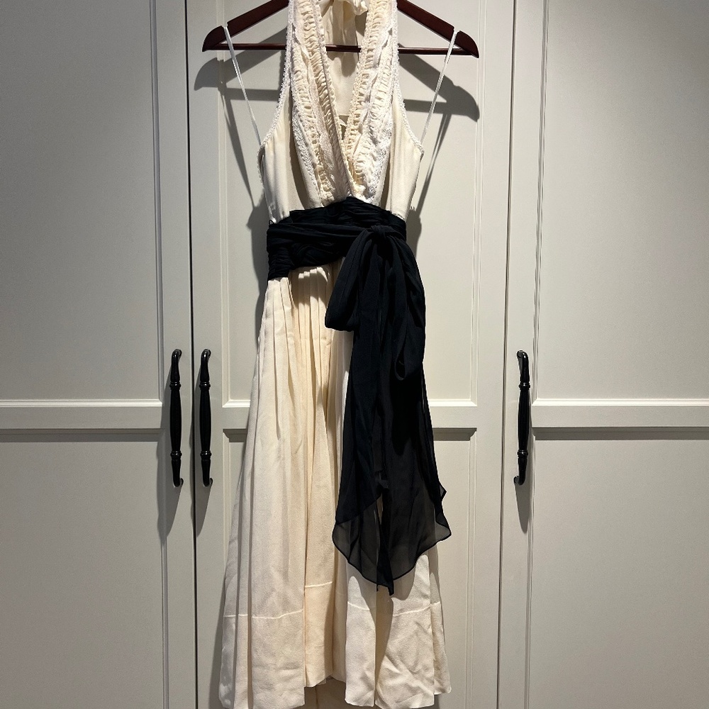 BCBG WHITE CHIFFON Cocktail Dress